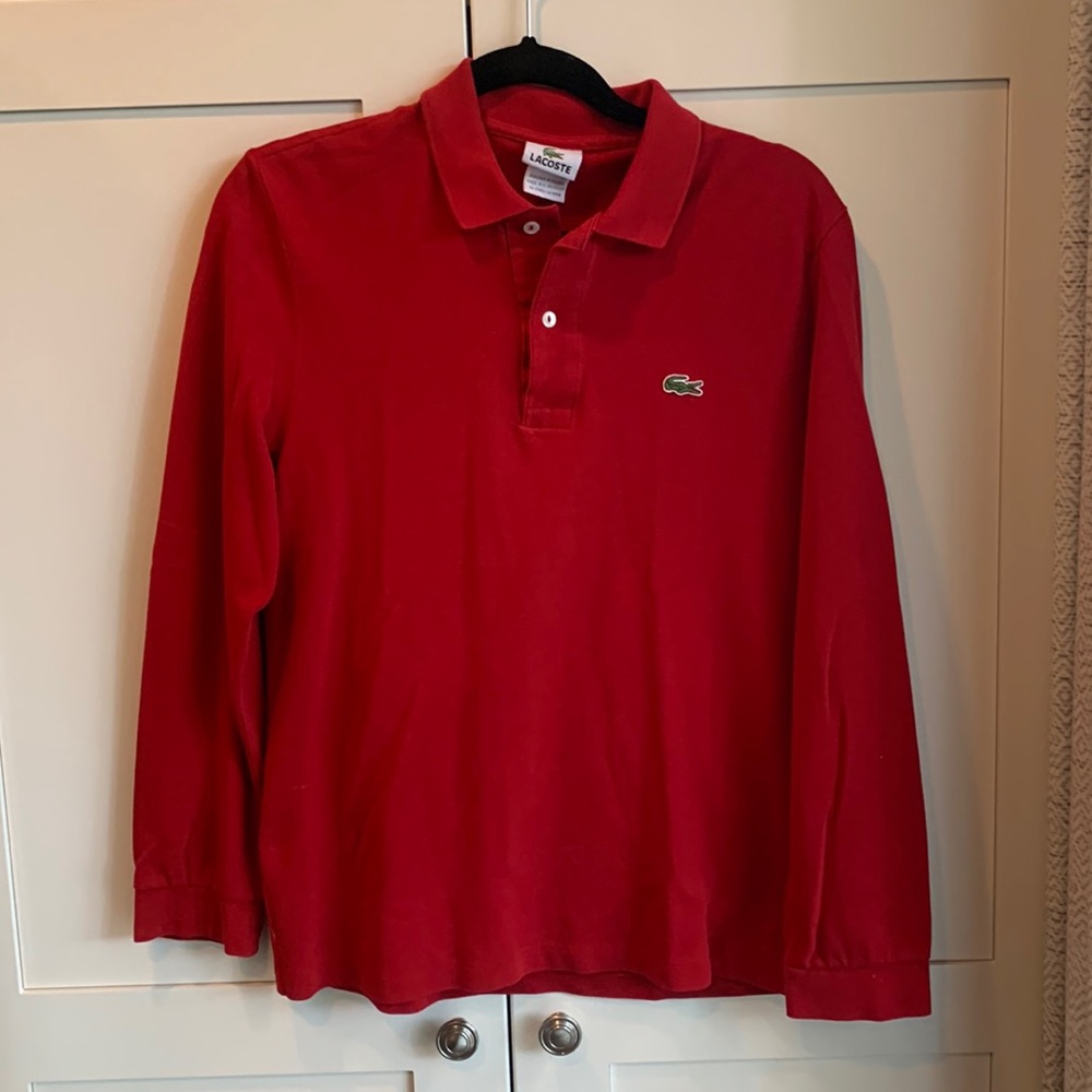 Men’s Lacoste Red long sleeved polo